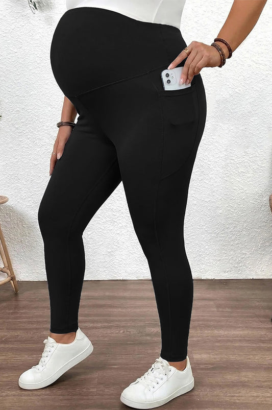 Bearsland Women's Plus Size Maternity Pants with Pockets