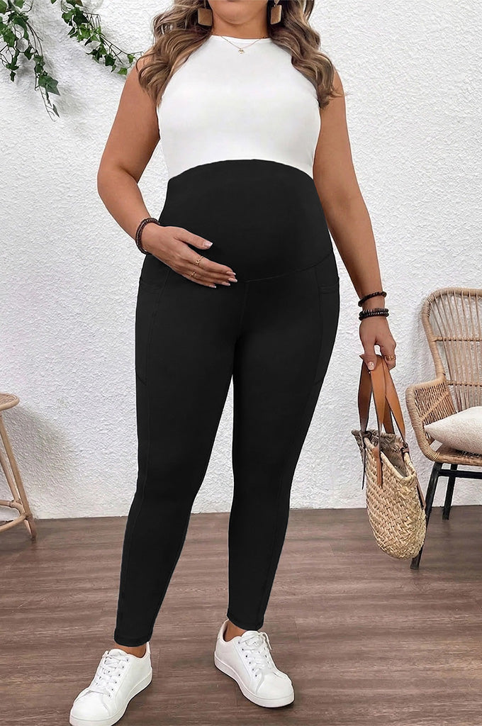 Bearsland Women's Plus Size Maternity Pants with Pockets