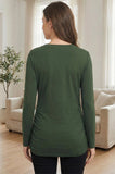 Bearsland Women's Long-Sleeve V-Neck Maternity Top with Side Pleats at the Waist