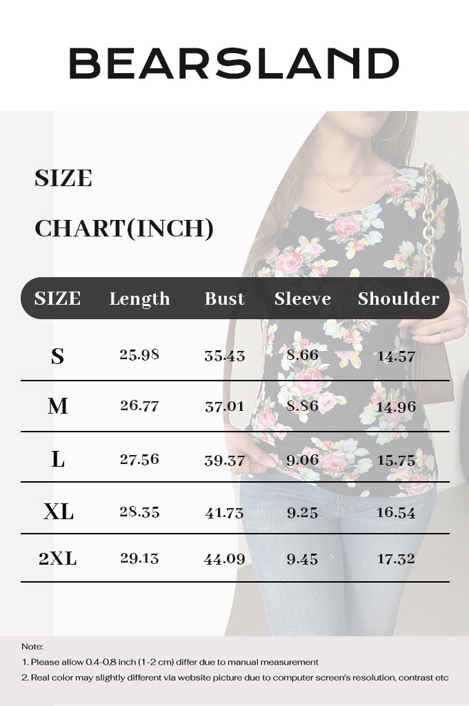 Bearsland Women's Short-Sleeve Crew-Neck Printed Nursing Top