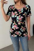 Bearsland Women's Short-Sleeve Crew-Neck Printed Nursing Top