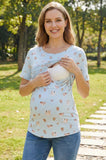 Bearsland Women's Short-Sleeve Crew-Neck Printed Nursing Top