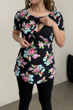 Bearsland Women's Short-Sleeve Crew-Neck Printed Nursing Top