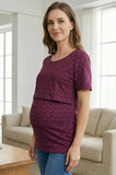 Bearsland Women's Short-Sleeve Crew-Neck Printed Nursing Top