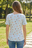 Bearsland Women's Short-Sleeve Crew-Neck Printed Nursing Top