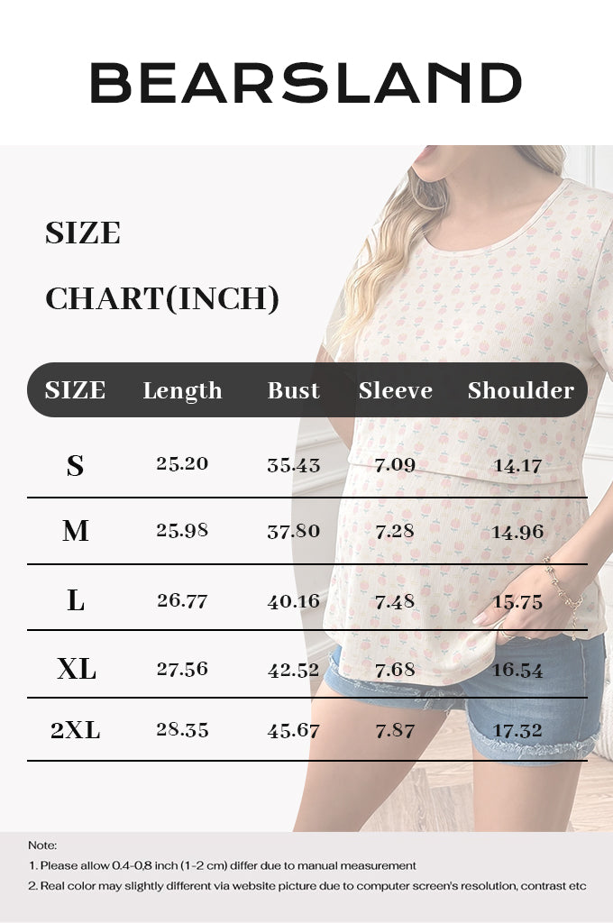 Bearsland Women's Short-Sleeve Crew-Neck Nursing Top