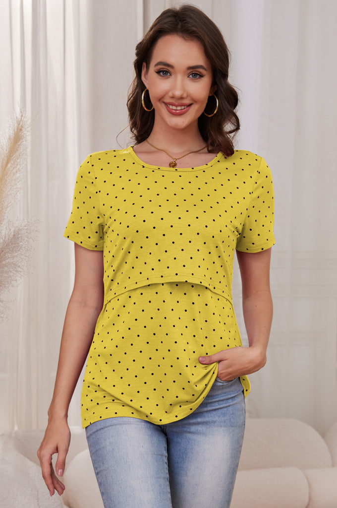 Bearsland Women's Short-Sleeve Crew-Neck Nursing Top
