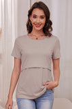 Bearsland Women's Short-Sleeve Crew-Neck Nursing Top