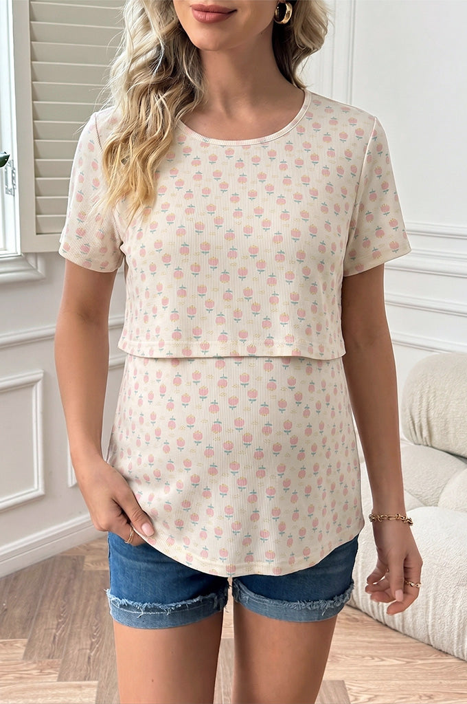 Bearsland Women's Short-Sleeve Crew-Neck Nursing Top