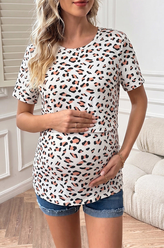 Bearsland Women's Short-Sleeve Crew-Neck Nursing Top