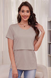 Bearsland Women's Short-Sleeve Crew-Neck Nursing Top