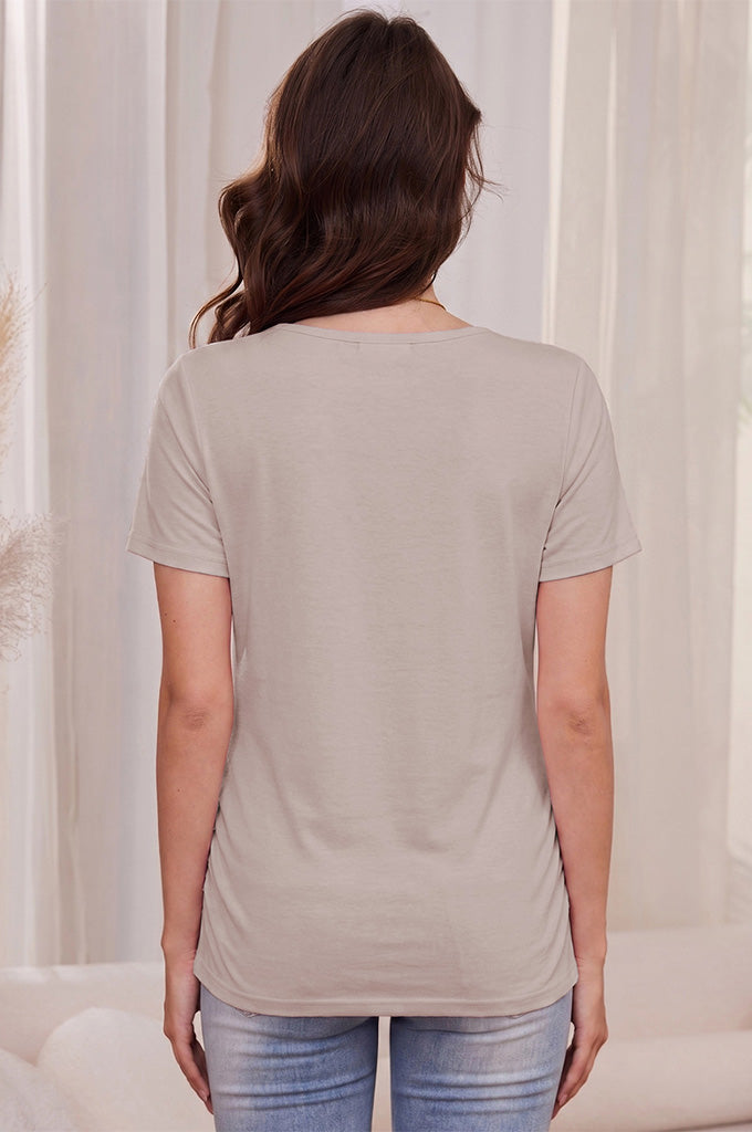Bearsland Women's Short-Sleeve Crew-Neck Nursing Top