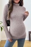 Bearsland Long-sleeved, high-necked ribbed maternity top