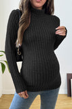 Bearsland Long-sleeved, high-necked ribbed maternity top