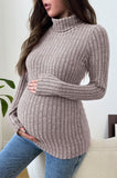 Bearsland Long-sleeved, high-necked ribbed maternity top