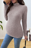 Bearsland Long-sleeved, high-necked ribbed maternity top