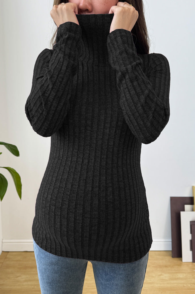 Bearsland Long-sleeved, high-necked ribbed maternity top