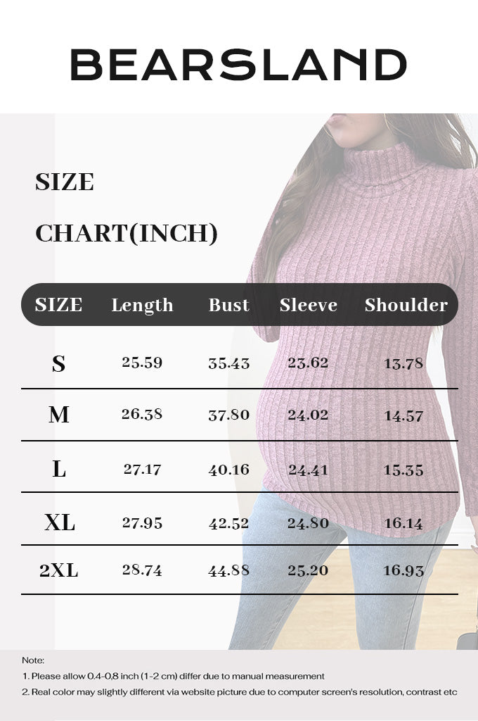 Bearsland Long-sleeved, high-necked ribbed maternity top