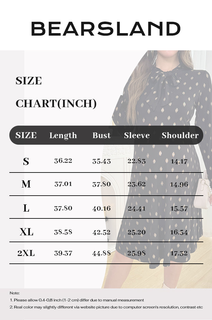 Bearsland Long-sleeved Maternity Dress with Bow Collar