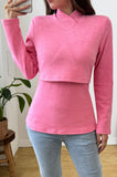 Bearsland Cross-Over Stand-Up Collar Long-Sleeved Nursing Top