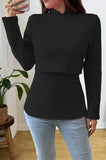 Bearsland Cross-Over Stand-Up Collar Long-Sleeved Nursing Top