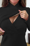 Bearsland Cross-Over Stand-Up Collar Long-Sleeved Nursing Top