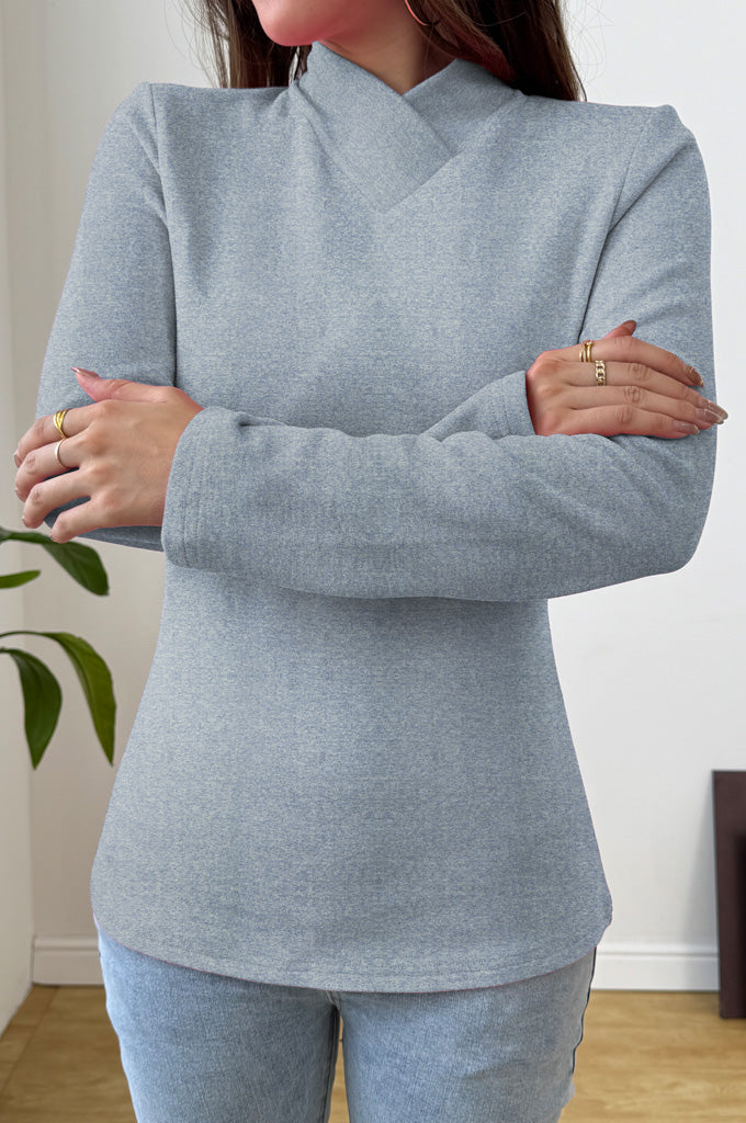 Bearsland Cross-Over Stand-Up Collar Long-Sleeved Nursing Top