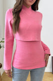 Bearsland Cross-Over Stand-Up Collar Long-Sleeved Nursing Top