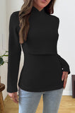 Bearsland Cross-Over Stand-Up Collar Long-Sleeved Nursing Top