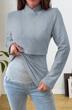 Bearsland Cross-Over Stand-Up Collar Long-Sleeved Nursing Top