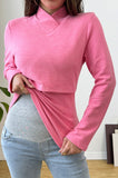 Bearsland Cross-Over Stand-Up Collar Long-Sleeved Nursing Top