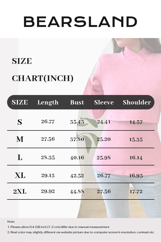 Bearsland Cross-Over Stand-Up Collar Long-Sleeved Nursing Top