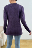 Bearsland Long-sleeved Purple Printed Maternity Top with Small Slit at the Side of the Waist