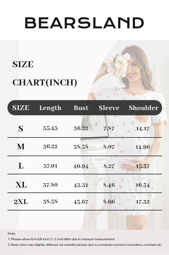 Bearsland Short-sleeved Maternity Dress with Bear Print