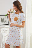 Bearsland Short-sleeved Maternity Dress with Bear Print