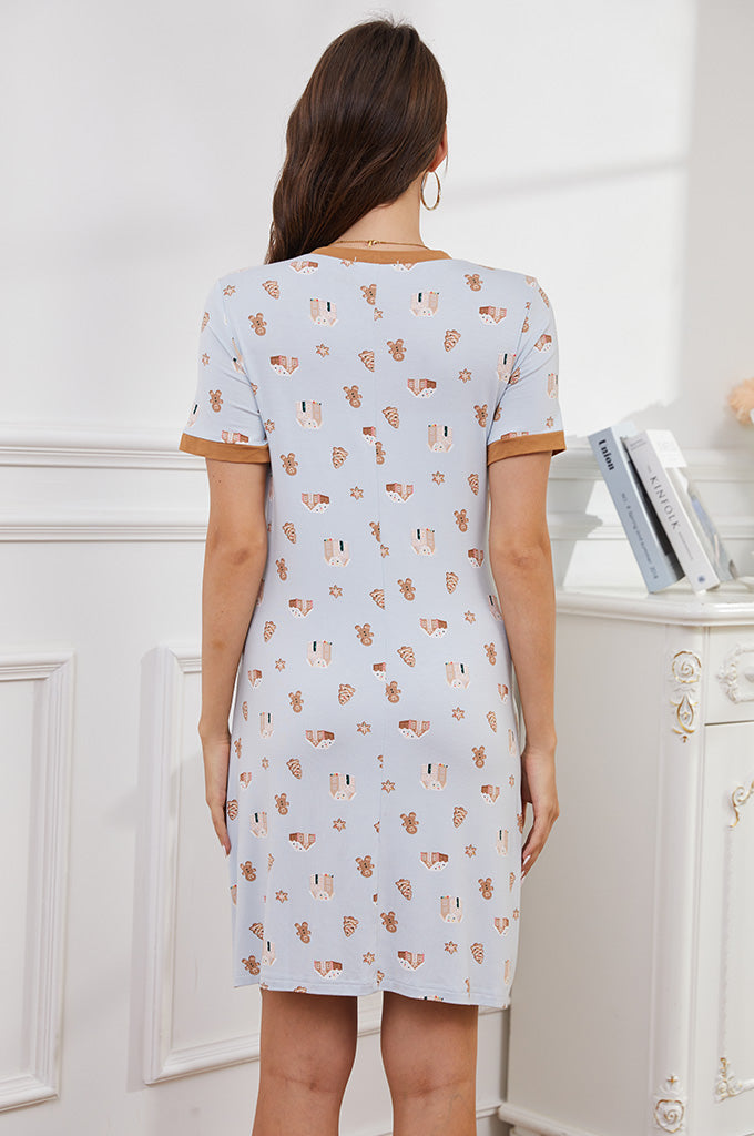 Bearsland Short-sleeved Maternity Dress with Bear Print