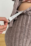 Bearsland Long-sleeved Crew-neck Maternity Set with Slit Hem and Tie Straps