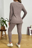 Bearsland Long-sleeved Crew-neck Maternity Set with Slit Hem and Tie Straps