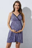 Bearsland Maternity Halter-Neck Dress with Lace Trim