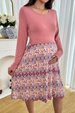 Bearsland Long-sleeved Crew-neck Floral Nursing Dress