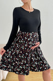 Bearsland Long-sleeved Crew-neck Floral Nursing Dress