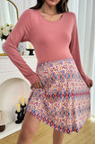Bearsland Long-sleeved Crew-neck Floral Nursing Dress