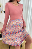 Bearsland Long-sleeved Crew-neck Floral Nursing Dress