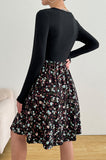 Bearsland Long-sleeved Crew-neck Floral Nursing Dress