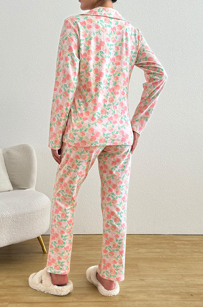 Bearsland Long-sleeved Peach Print Pyjama Set