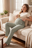 Bearsland Women's Plus Size Maternity Pants with Side Pleats