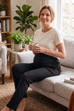 Bearsland Women's Plus Size Maternity Pants with Side Pleats