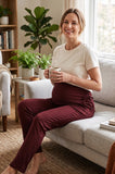 Bearsland Women's Plus Size Maternity Pants with Side Pleats