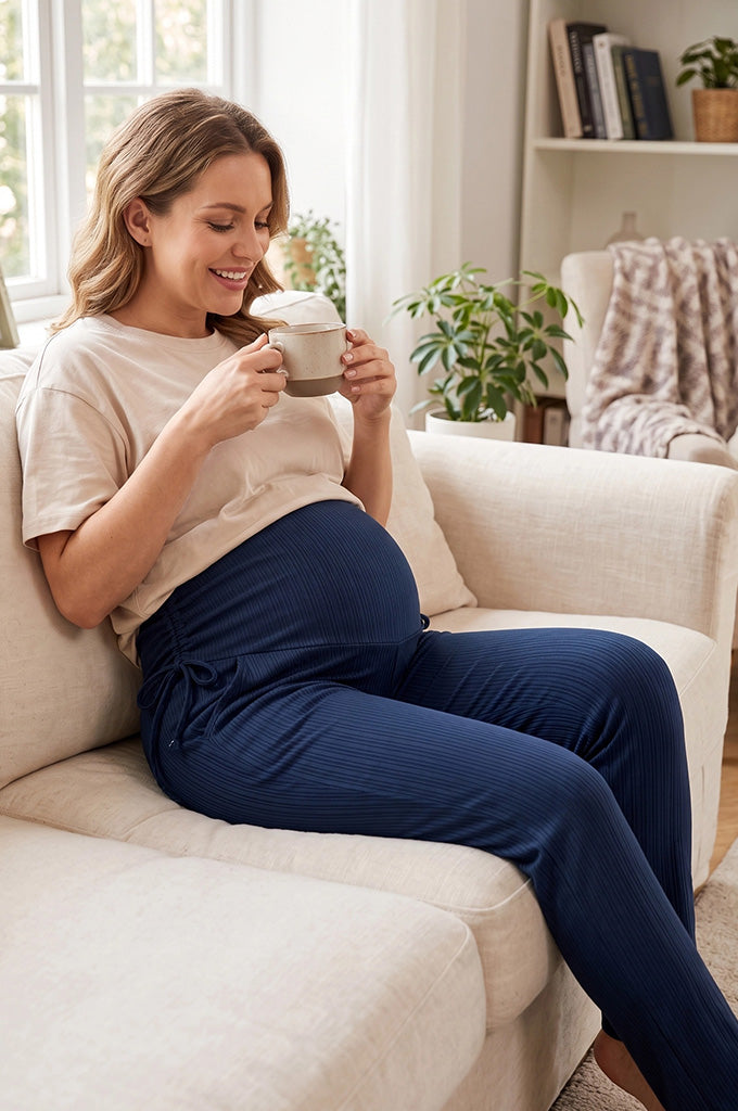 Bearsland Women's Plus Size Maternity Pants with Side Pleats