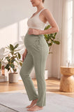 Bearsland Women's Plus Size Maternity Pants with Side Pleats